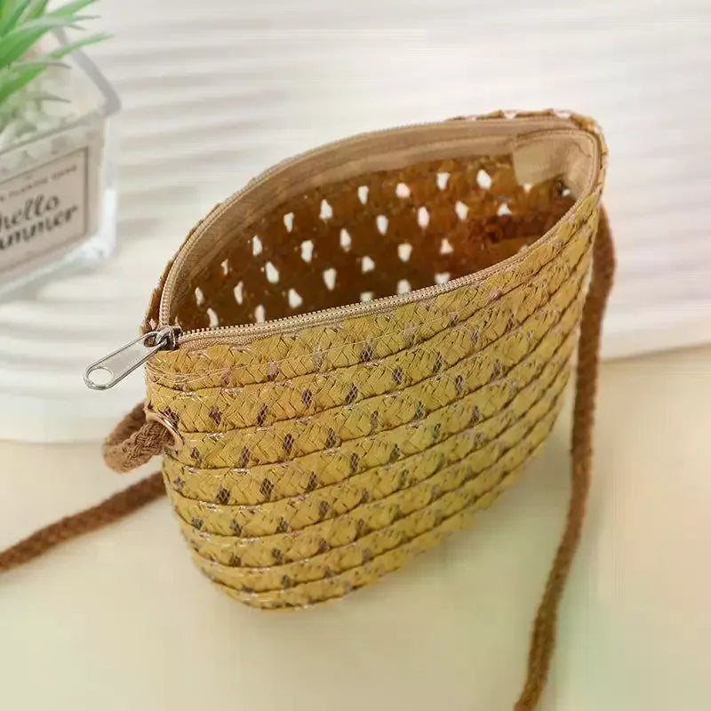 Mini Handwoven Rattan Crossbody Bag – Kids' Summer Straw Bag Kids Crossbody Bag Qme