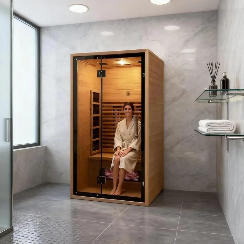SMARTMAK 2-Person Infrared Home Sauna – Canadian Hemlock Infrared Sauna Room Qst