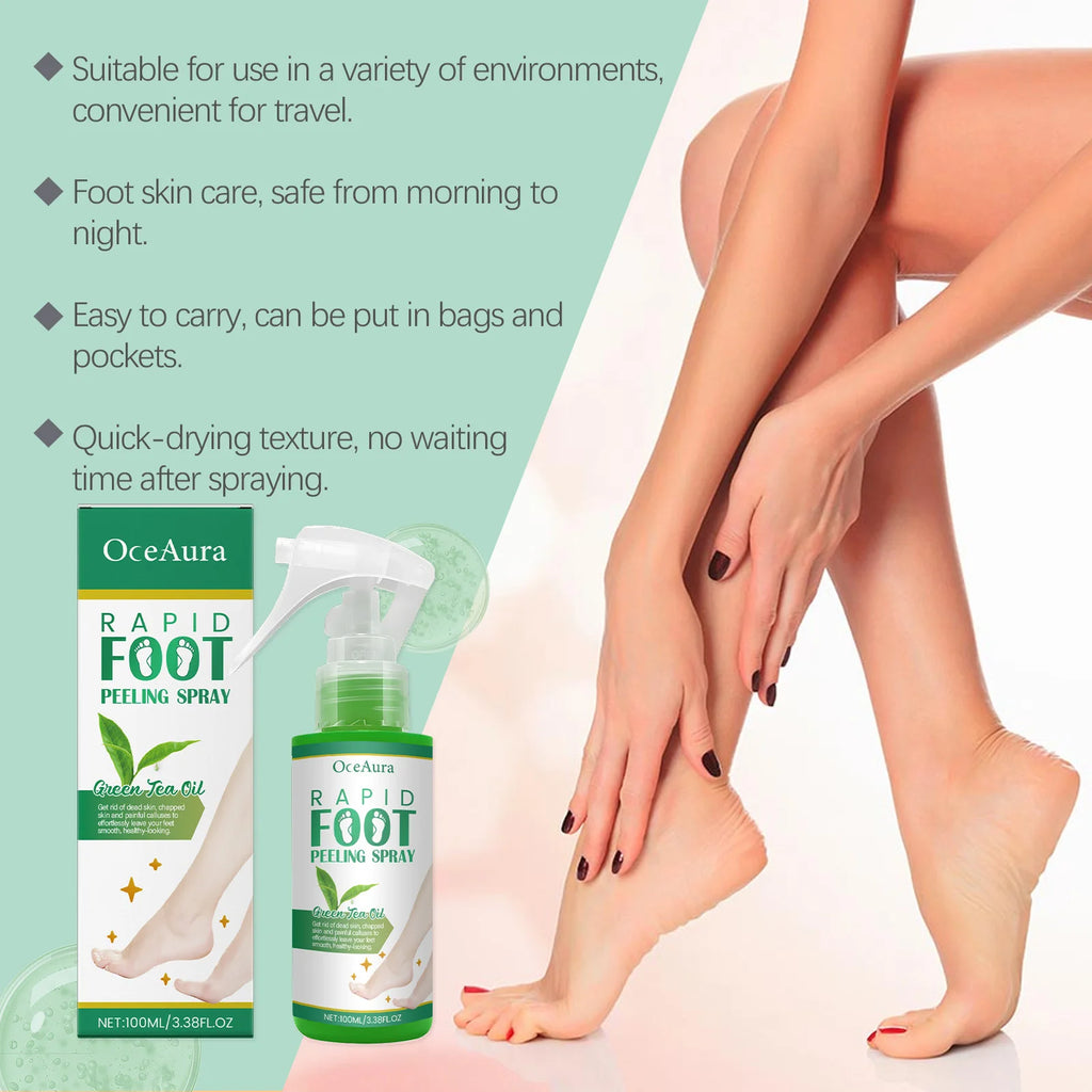 OceAura Foot Exfoliating Spray 100ml – Callus Softener Foot Exfoliating Spray Qst