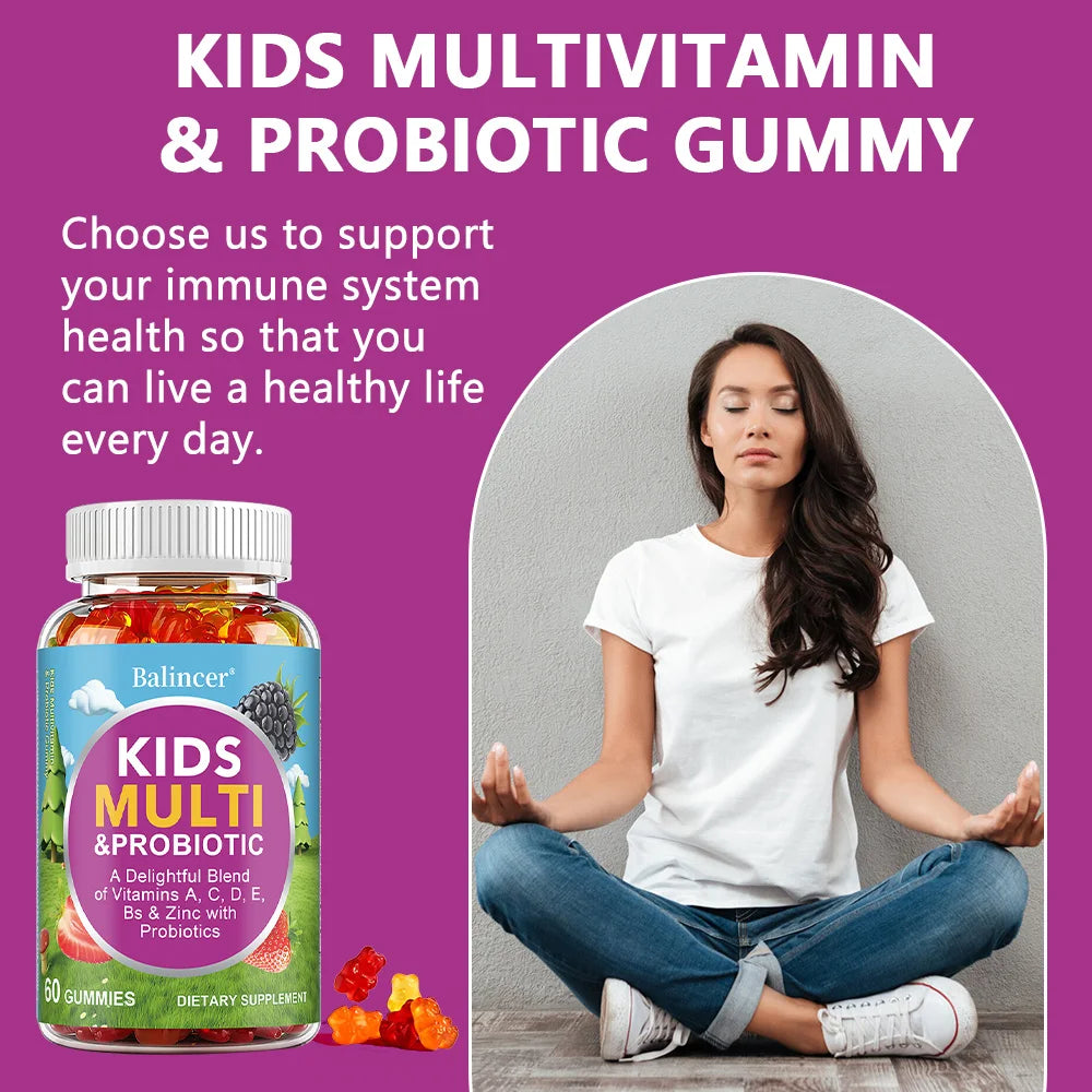 Organic Kids Multivitamin Gummies – A, C, D, E, Zinc & Probiotics Kids Multivitamin Gummies Qst