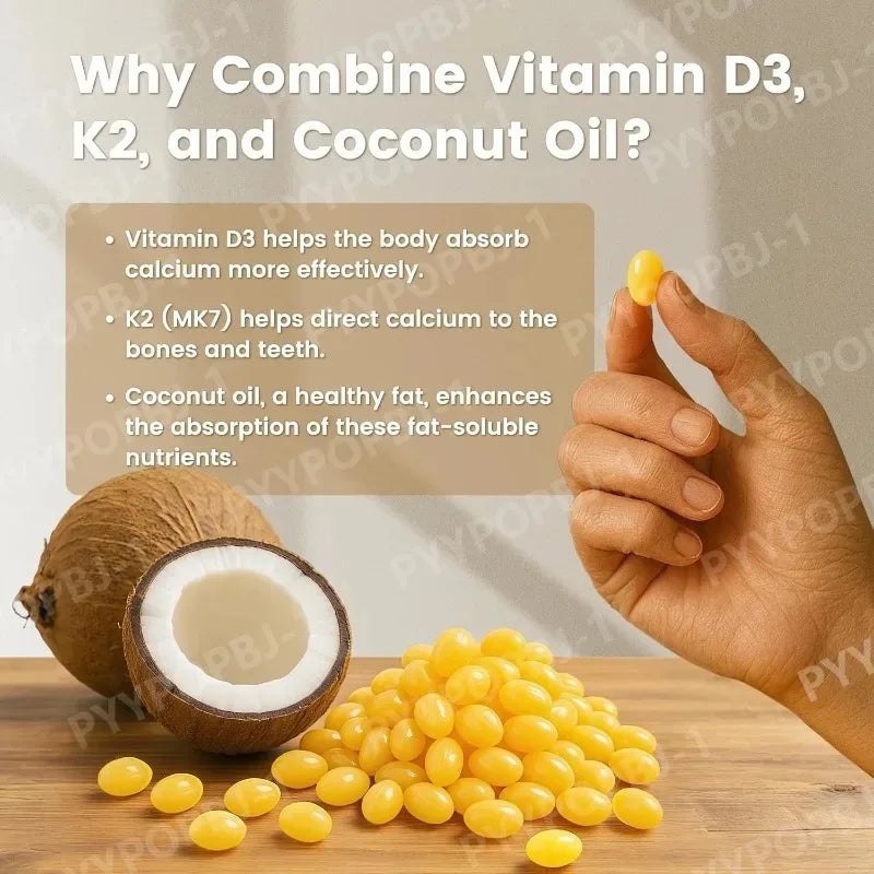 Vitamin D3 K2 Softgels 5000 IU MK-7 with Coconut Oil 300ct Vitamin Supplement Qst
