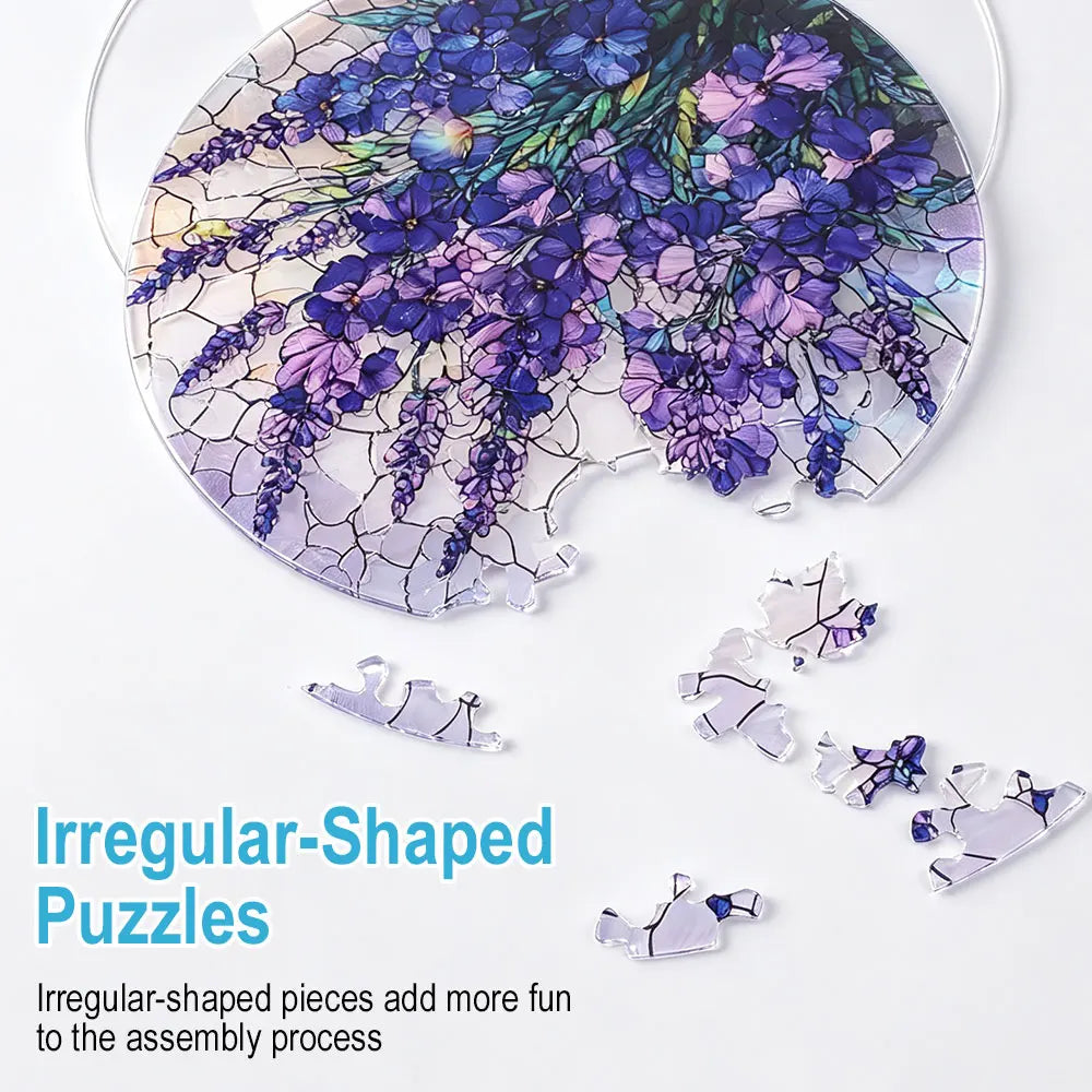 Acrylic Lavender Suncatcher Puzzle – Window Hanging Decor Window Suncatcher Qst