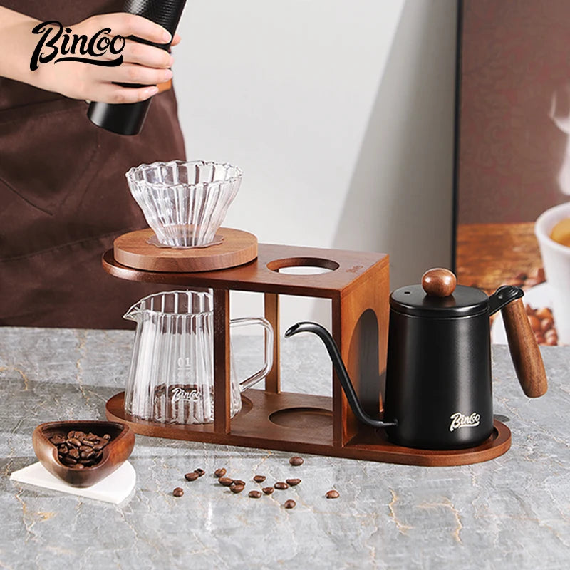 BINCOO Wood Pour Over Coffee Stand & Storage Rack Coffee Storage Rack Qst