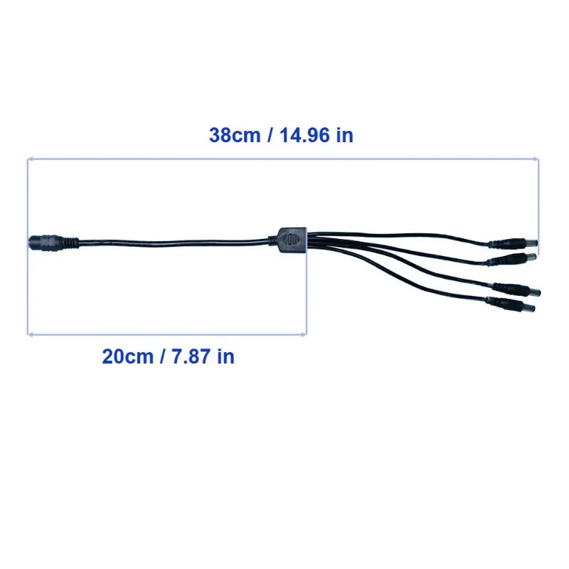 DC Power Splitter Cable 1-to-6 Branch Cord Adapter 5.5mm DC Power Splitter Cable Qme