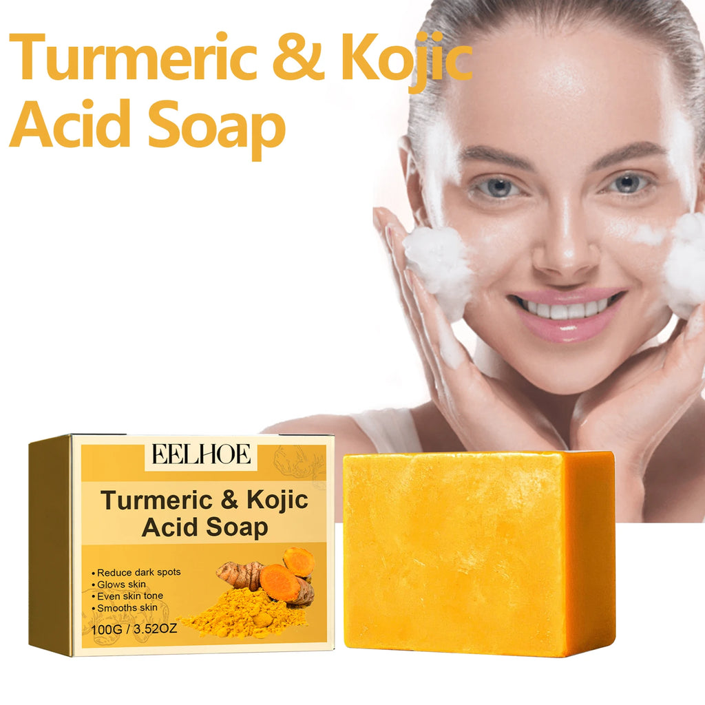 EELHOE Turmeric Kojic Acid Brightening Soap Bar 100g Brightening Cleansing Soap Qst