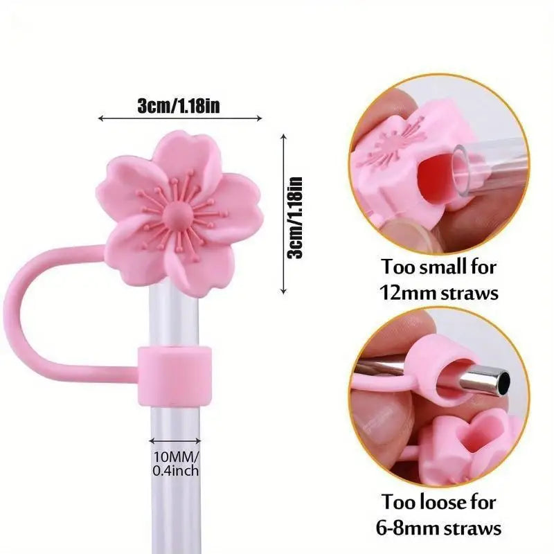 Silicone Tumbler Straw Cover Boot & Begonia Charm Set Tumbler Accessory Set Qme