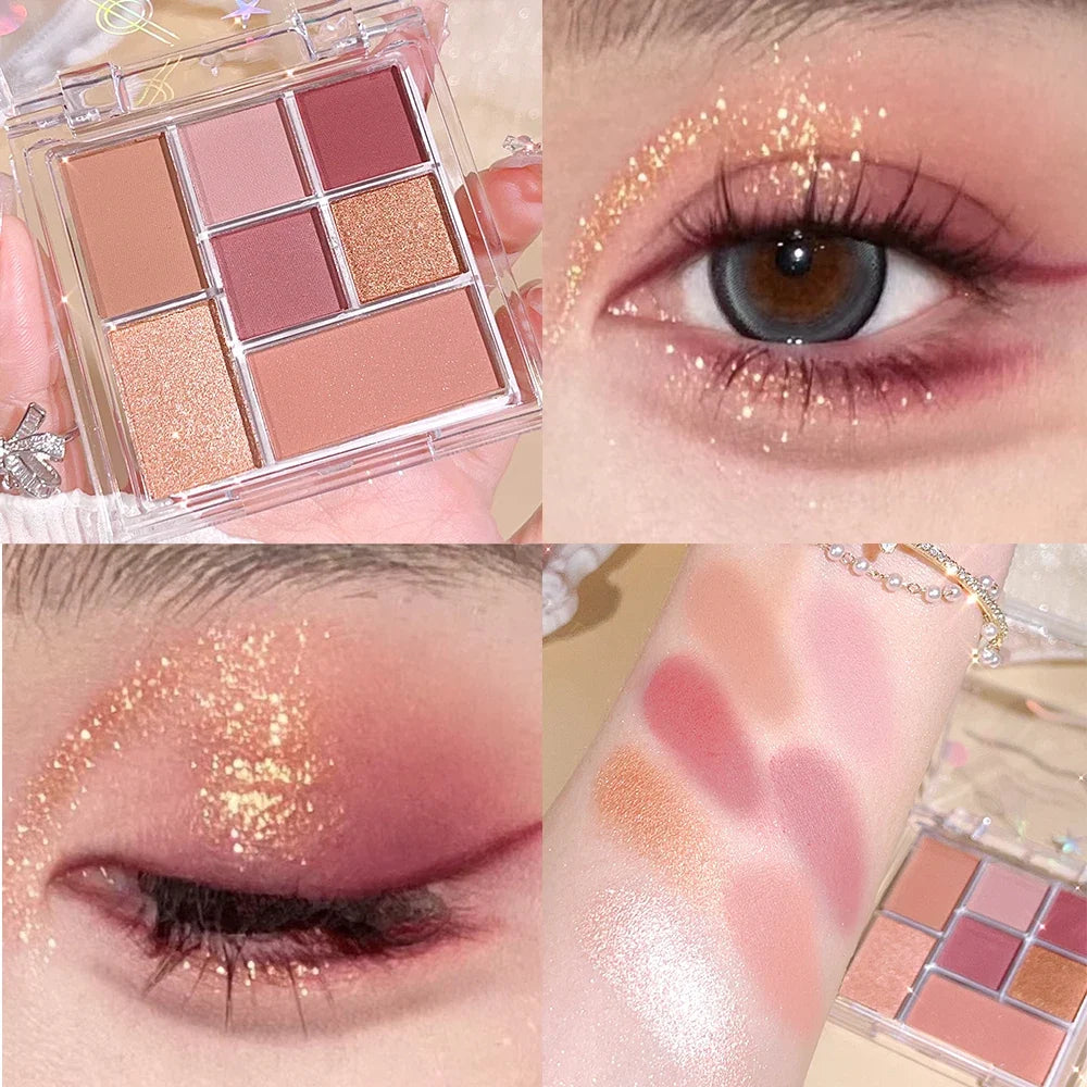 7-Shade Nude Pink Eyeshadow Palette – Glitter & Matte | Qme Eyeshadow Palette Qme 04
