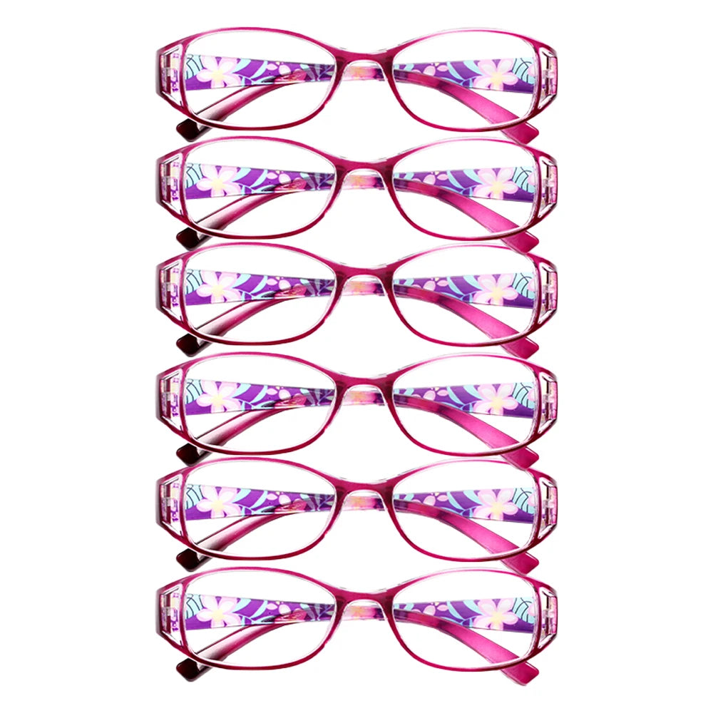 VOPHA 6-Pack Women's Blue Light Blocking Reading Glasses +1–+3 Reading Glasses Qst 200 6pcs-Purple