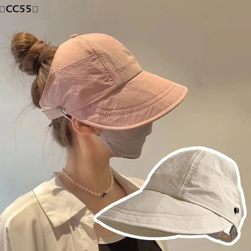 Foldable Wide Brim Ponytail Sun Hat – Women's Quick-Dry Visor Women's Sun Hat Qst