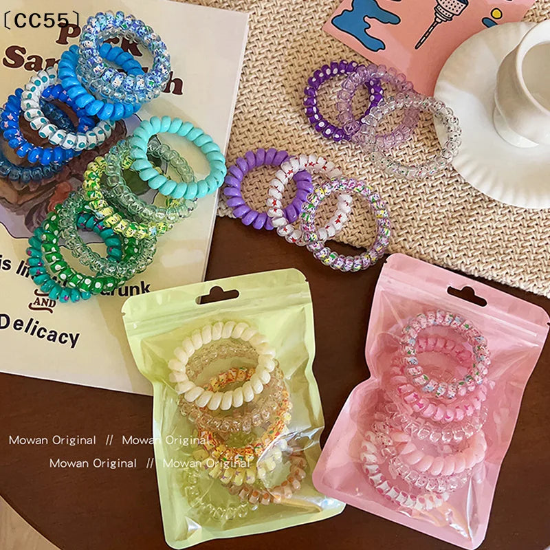 6-Pack Candy Color Spiral Hair Ties – High Elasticity Coil Bands Hair Ties Set Qst