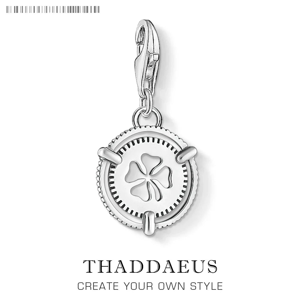 Cloverleaf Clover 925 Sterling Silver Dangle Charm Pendant Sterling Silver Charm Qme Lobster Clasp