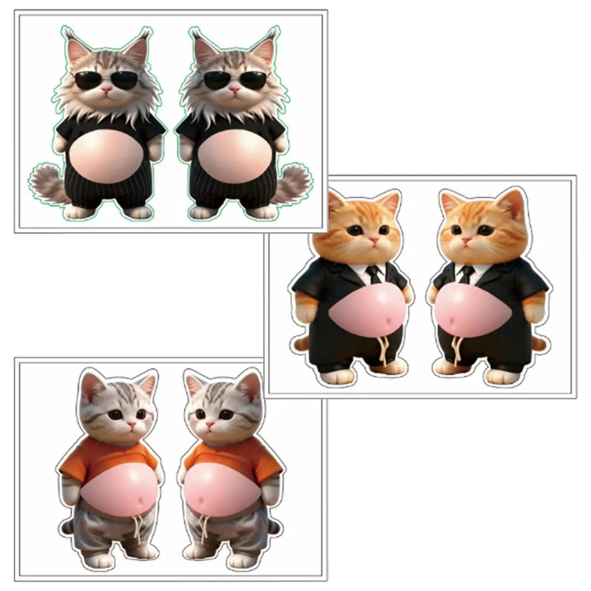 3D Cat Belly Reusable Stickers – Cute Decals for Kids & Laptops Reusable Stickers Qme