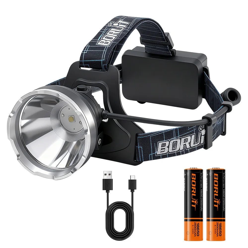 BORUiT B10 3800LM LED Headlamp – Type-C Rechargeable LED Headlamp Qst B10