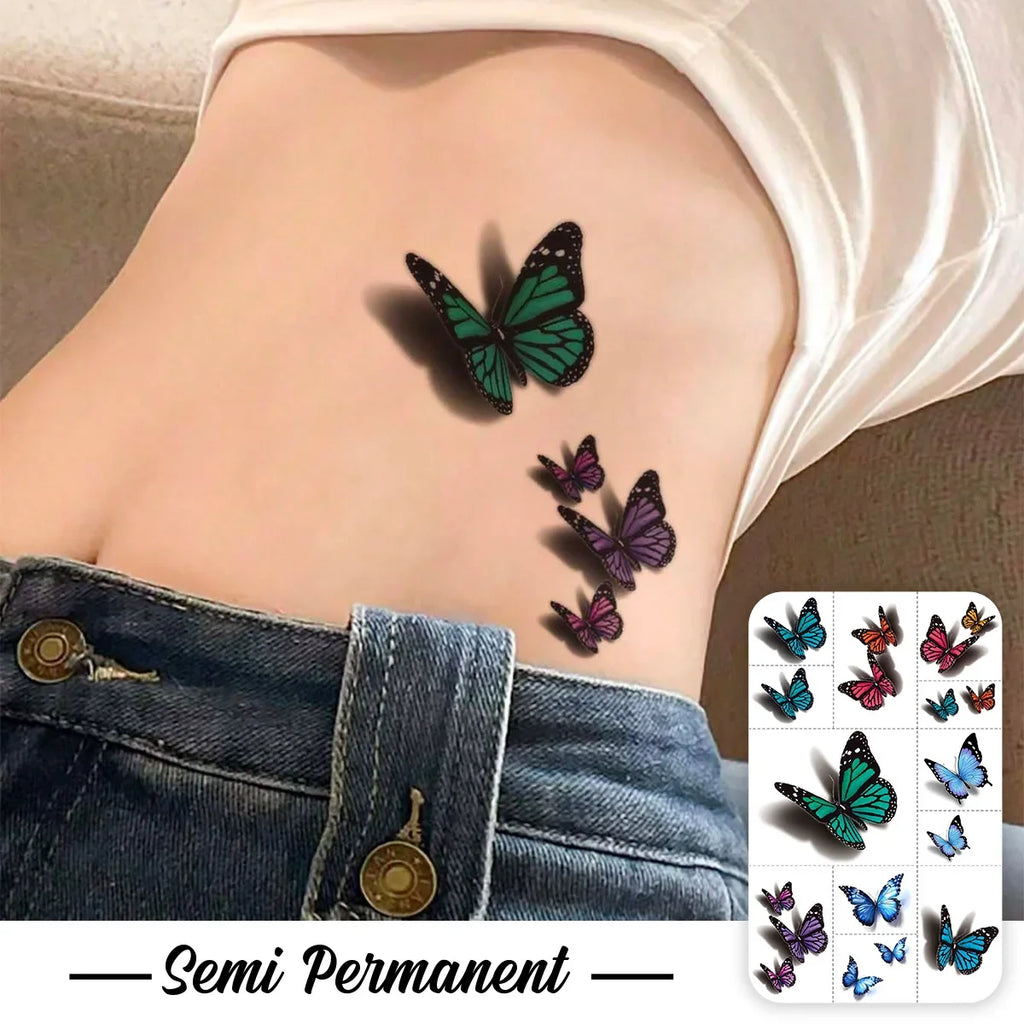 3D Gradient Butterfly Temporary Tattoo Stickers – Realistic Body Art Temporary Tattoo Stickers Qme