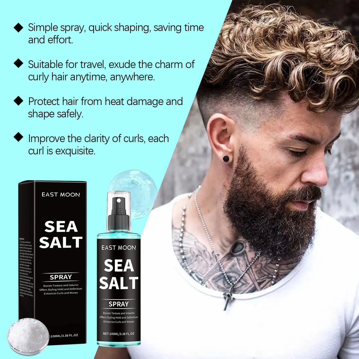 Sea Salt Hair Spray – Curl Defining, Thickening & Waves Hair Styling Spray Qme