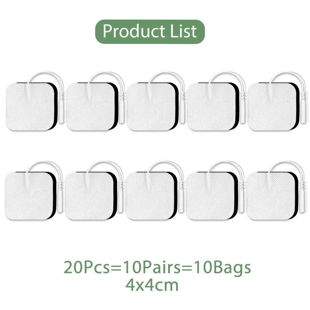 TENS EMS Self-Adhesive Gel Electrode Pads 4x4cm – 10 or 20 Pack Electrode Pads Qst 20Pcs