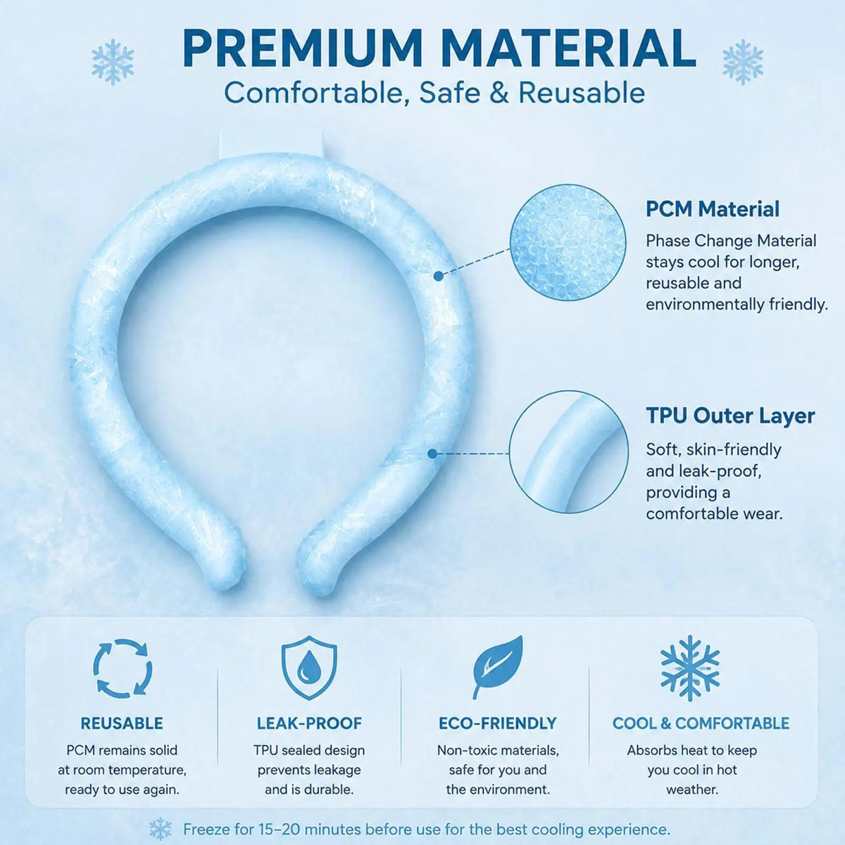 Wearable Neck Cooler – Reusable Freeze-Activated Cooling Tube Neck Cooling Tube Qme
