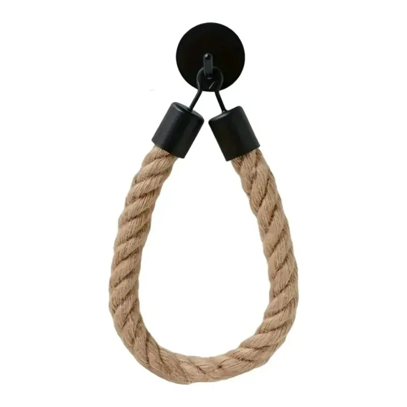 Retro Hemp Rope Toilet Paper Holder – No-Drill Wall Mount Toilet Paper Holder Qme