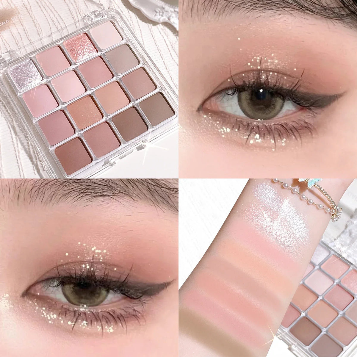 16-Shade Eyeshadow Palette – Glitter, Matte & Shimmer Finishes Eyeshadow Palette Qme 04