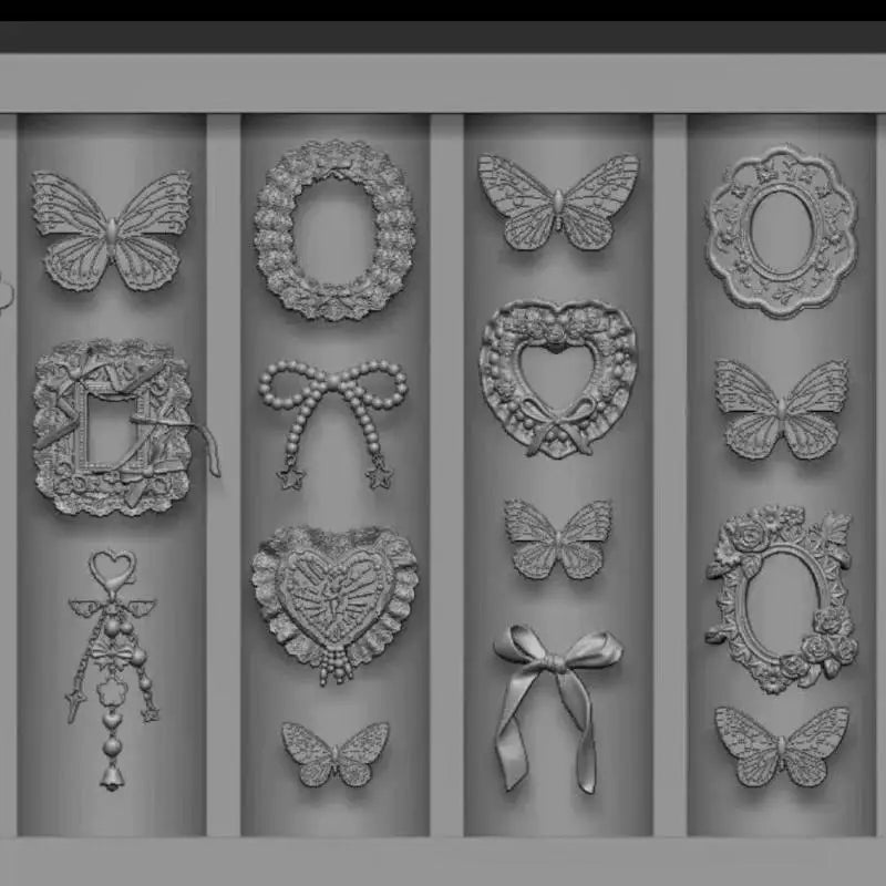 3D Silicone Nail Art Mold – Bow Heart Butterfly Rabbit DIY Nail Art Mold Qst A