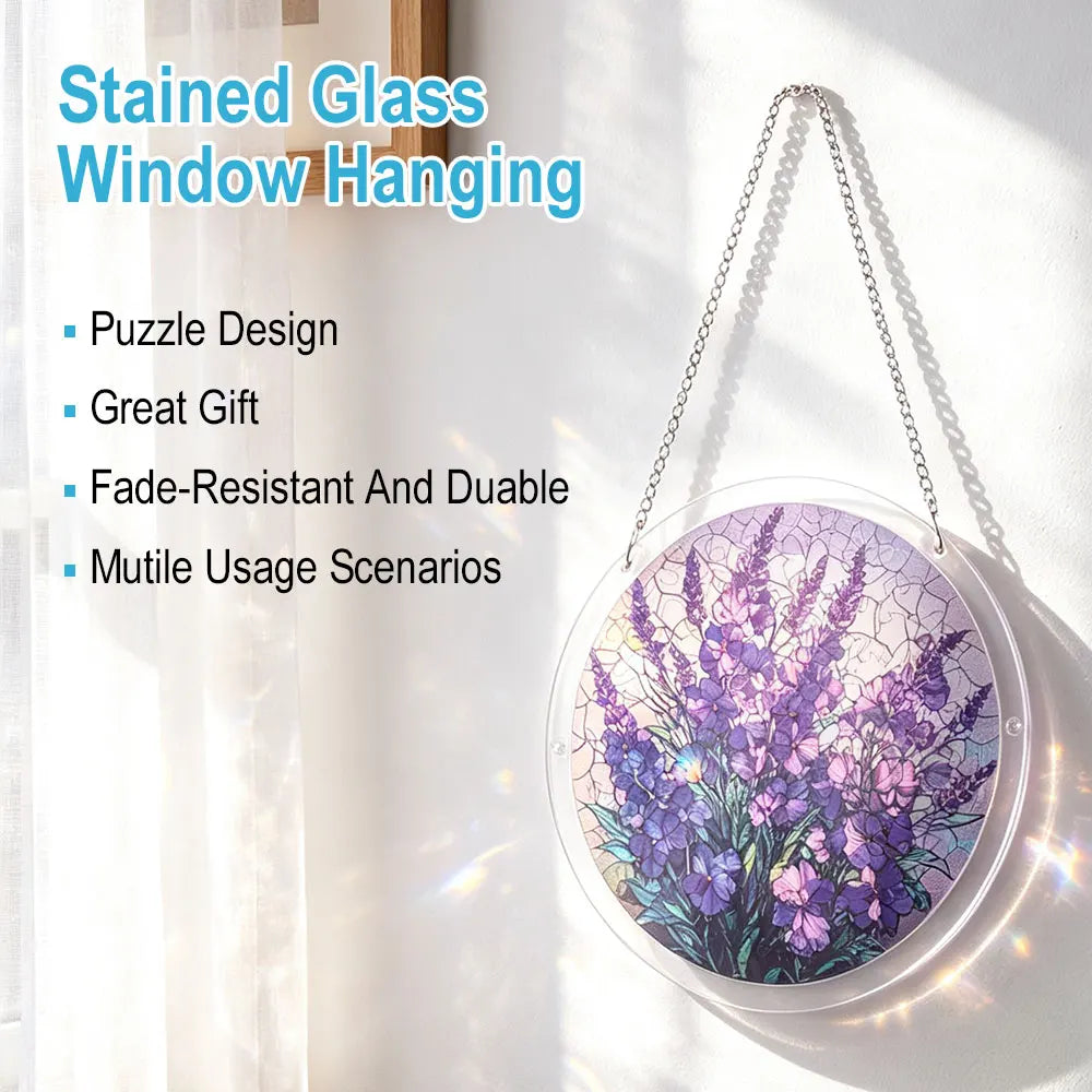 Acrylic Lavender Suncatcher Puzzle – Window Hanging Decor Window Suncatcher Qst