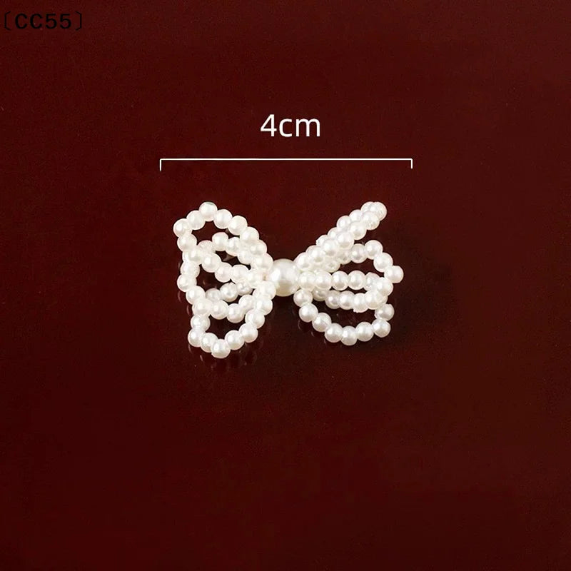 Vintage Crystal Pearl Double-Layer Bow DIY Accessory Bow Embellishment Qst