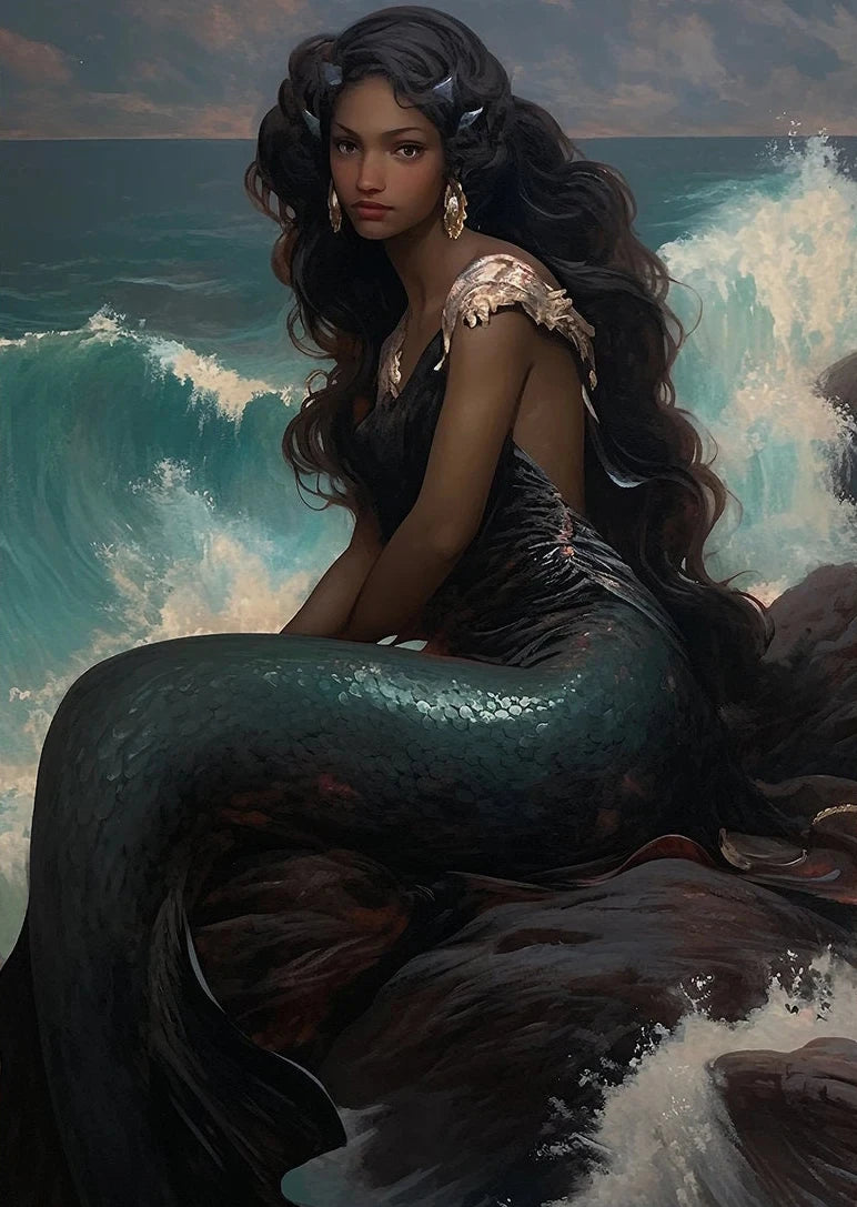 Vintage Mermaid on the Reef Canvas Wall Art Print Canvas Wall Art Qst 4 40x60cm Unframed