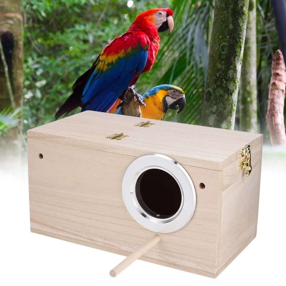 Wooden Bird Nesting Box for Parrots, Budgies & Cockatiels Bird Nesting Box Qme