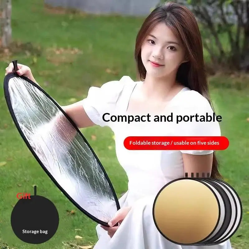 Collapsible Round Photography Reflector & Diffuser – 4 Surfaces Photography Reflector Qme 30CM
