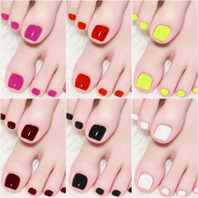 96 Pcs Short Square False Toenails Full Cover Acrylic Tips False Toenail Tips Qme