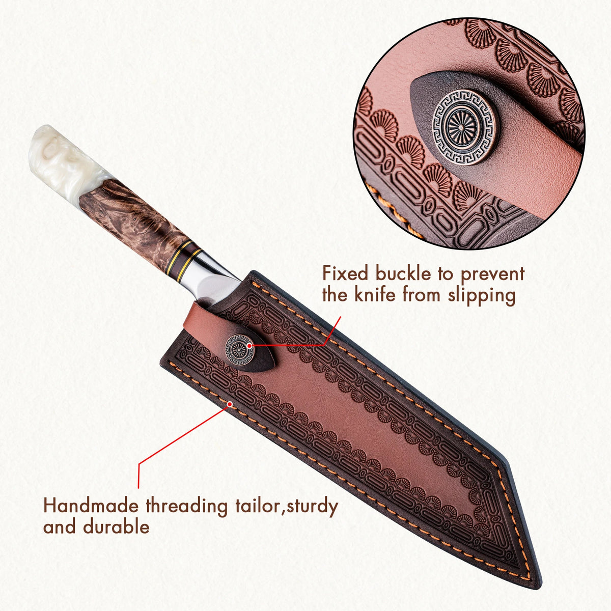 Grandsharp Genuine Cowhide Leather Chef Knife Sheath Knife Sheath Qst