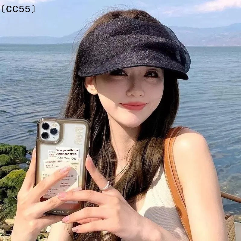Foldable Organza Visor Cap – Lightweight Sunshade Hat for Women Women's Visor Hat Qst