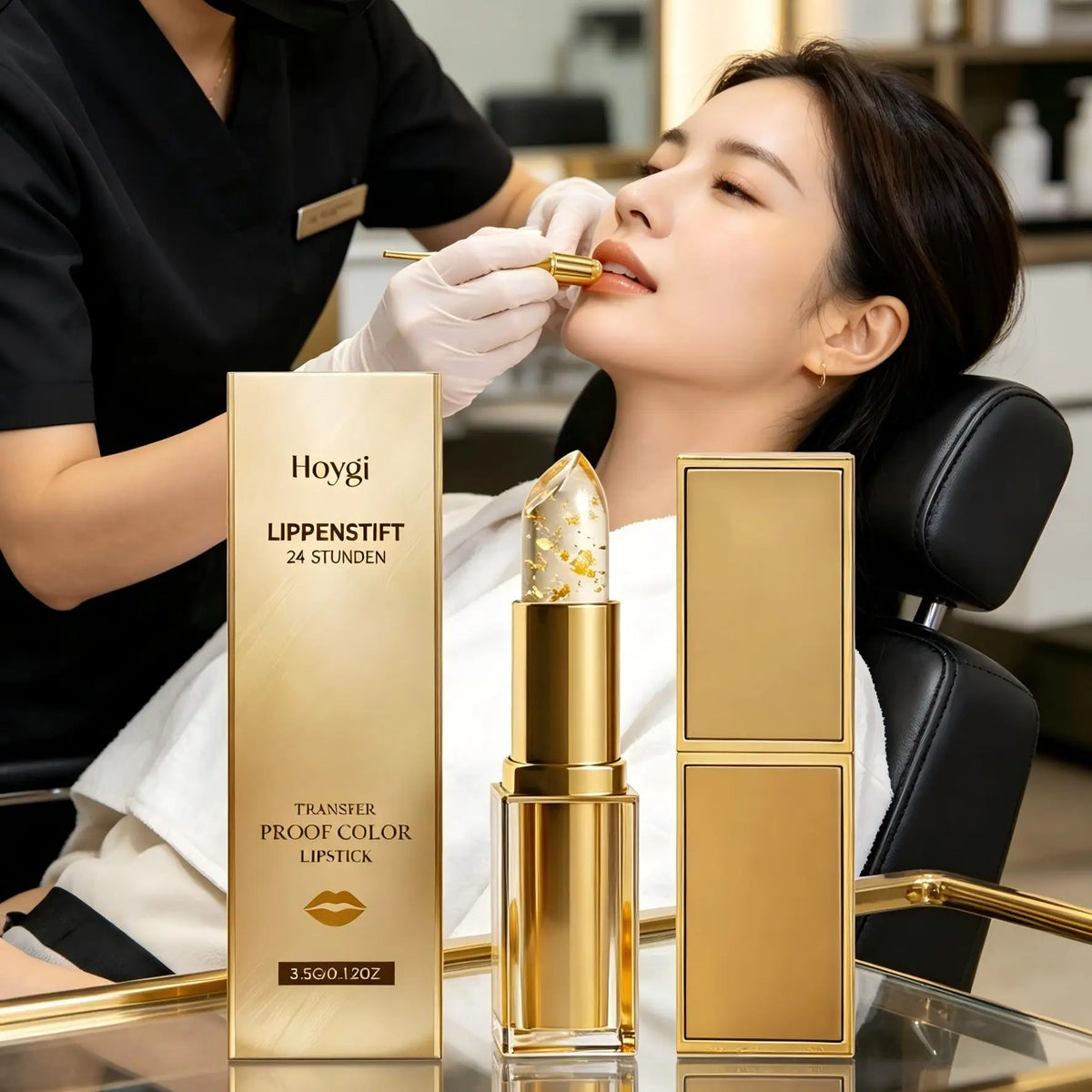 Hoygi Color Changing Lip Balm – Gold Shimmer & Hyaluronic Acid Tinted Lip Balm Qst