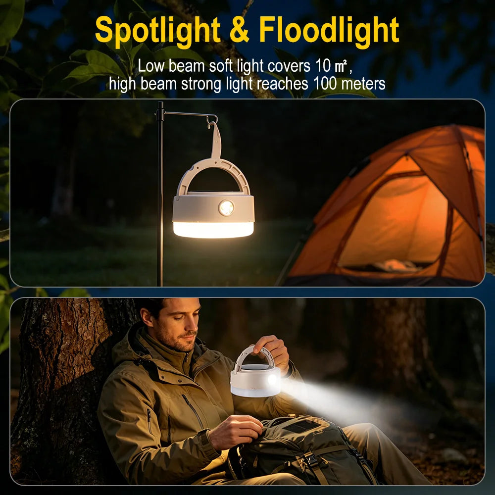 Solar LED Camping Lantern – Type-C Rechargeable Tent Light Camping Lantern Qst