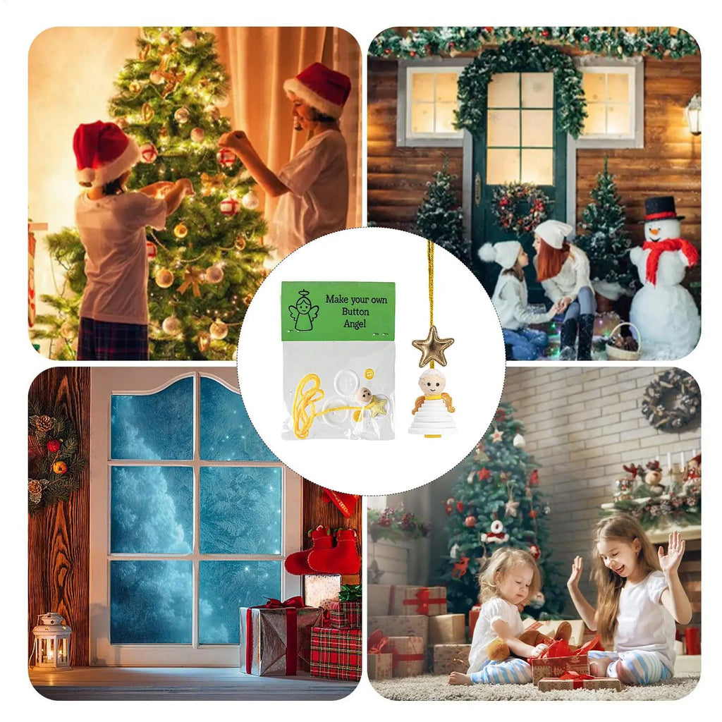 Christmas Tree Snowman Button Pendant Ornament Craft Toy Christmas Ornament Craft Qme