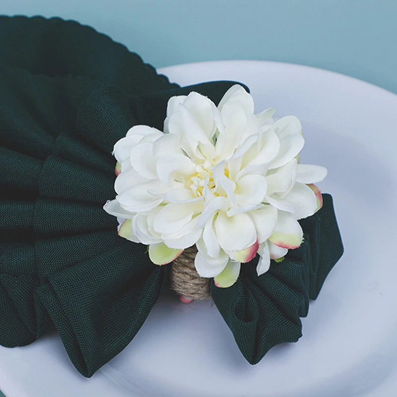 6Pcs Artificial Flower Napkin Rings – Floral Table Decor Floral Napkin Rings Qst