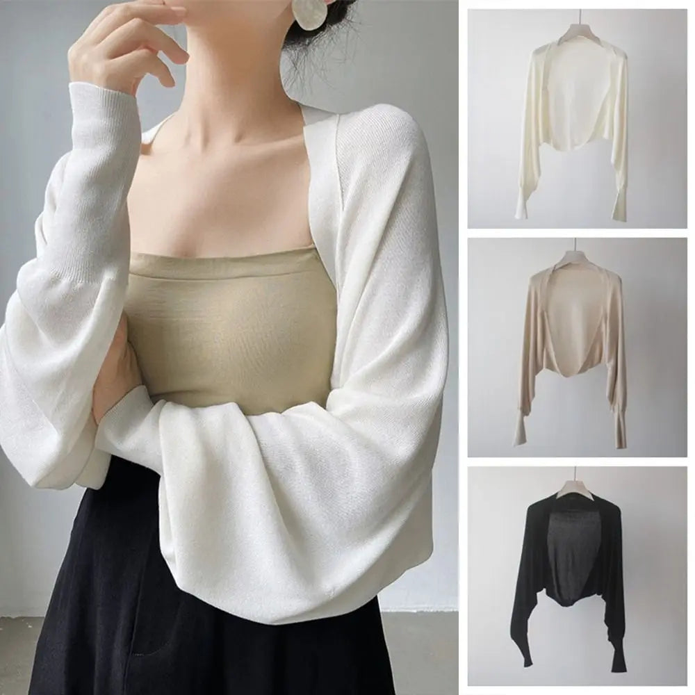 French Summer Ice Silk Thin Knit Shawl & Casual Wrap Knit Shawl Wrap Qme