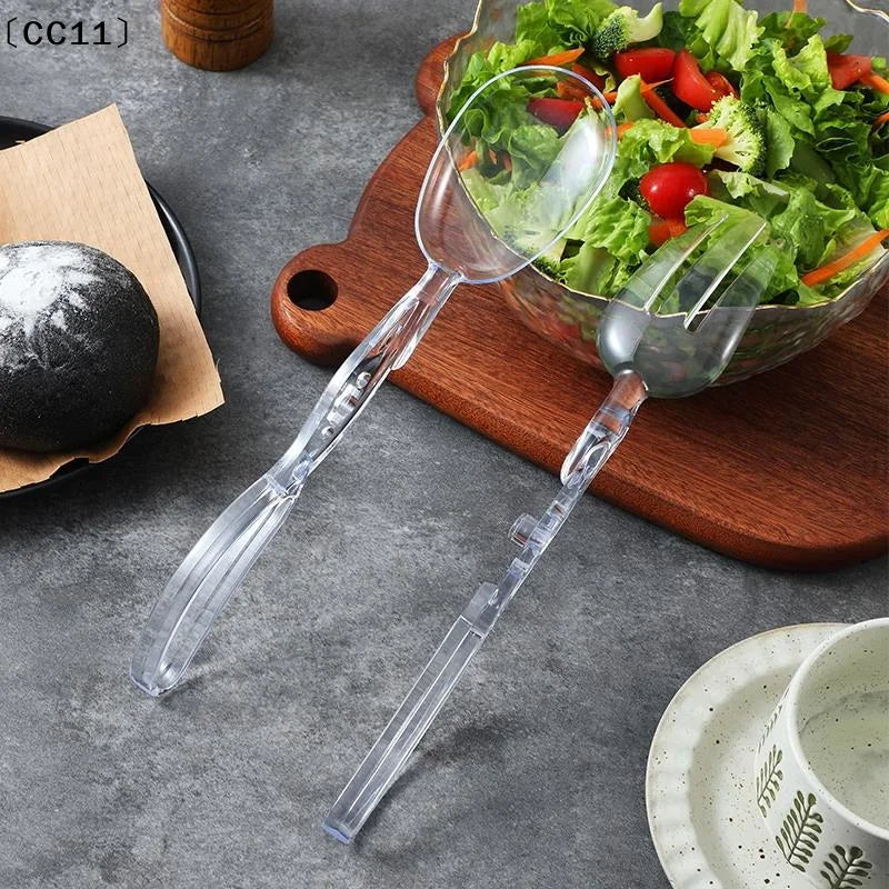 Transparent Plastic Salad Scissors Tongs – Food-Safe Salad Serving Tongs Qme