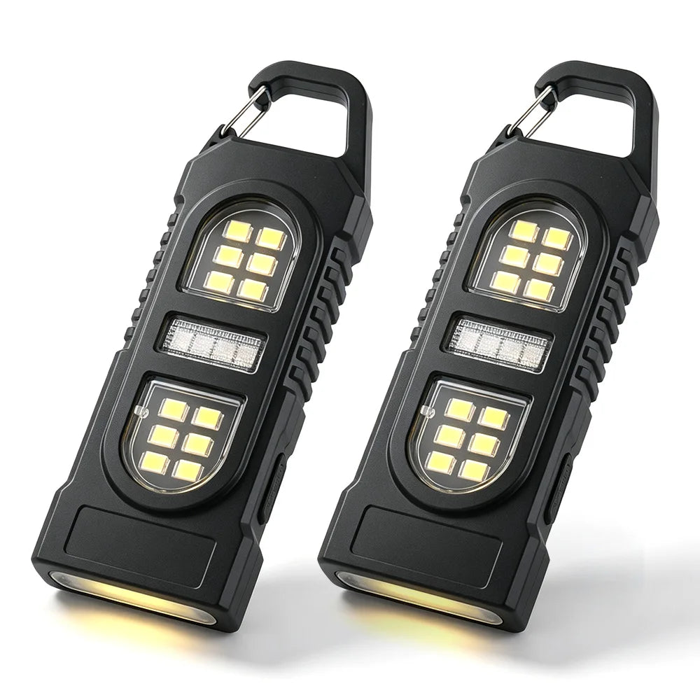 BORUiT 2-Pack Mini LED Keychain Flashlight USB-C Rechargeable LED Keychain Flashlight Qst 2PCS