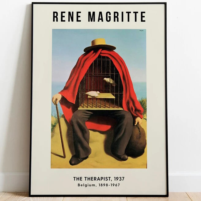 Magritte Surrealism Canvas Wall Art – Modern Nordic Poster Print Canvas Wall Art Qst E 20X25cm No Framed