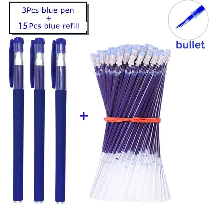 Gel Pens Set 0.5mm Needle Tip Black Blue Red Refill – 12 Colors Gel Pen Set Qme bullet 18 blue set
