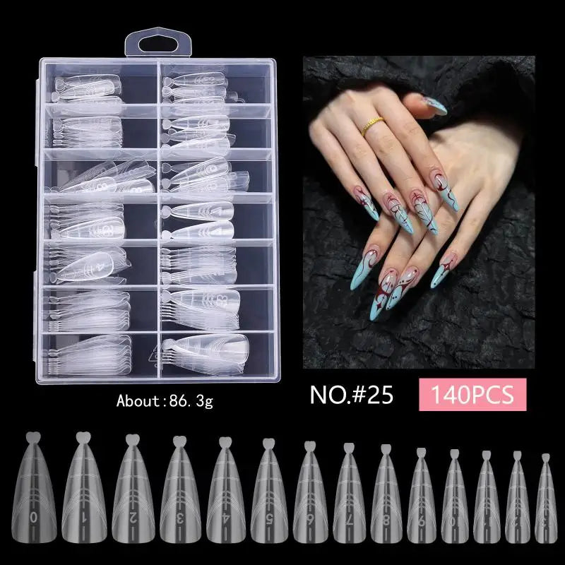 Clear Curved Stiletto False Nail Tips Eagle Claw 120/140 Pcs False Nail Tips Qst A25
