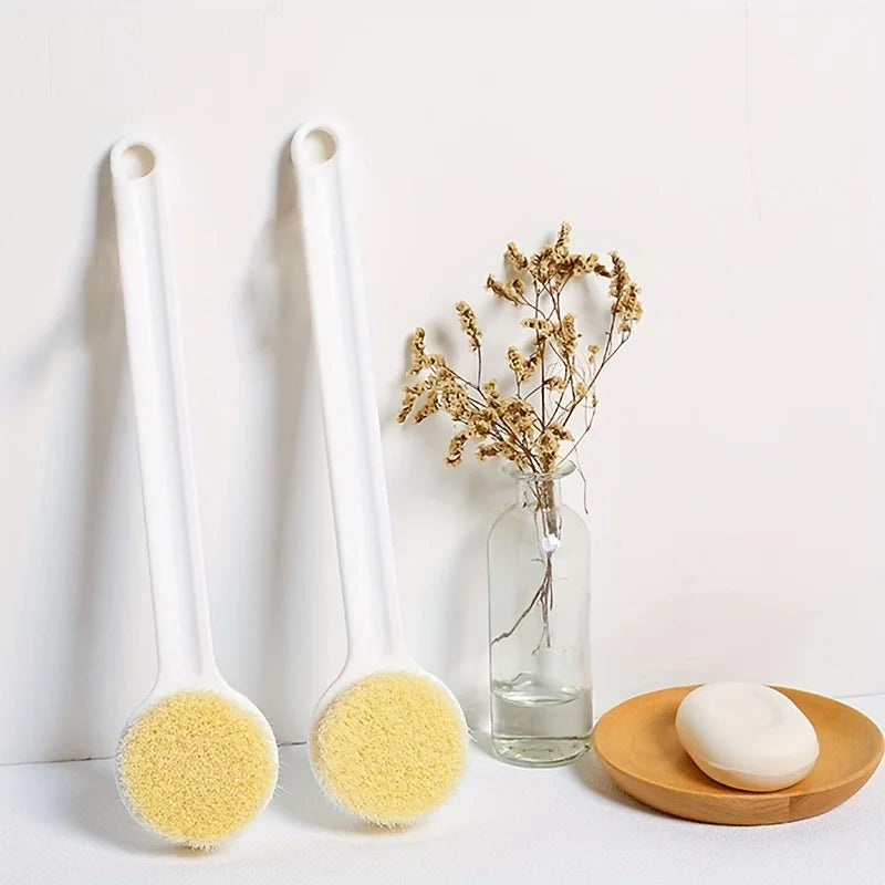 Long Handle Bath Brush – Soft Bristles for Back Scrubbing Bath Brush Qme WHITE