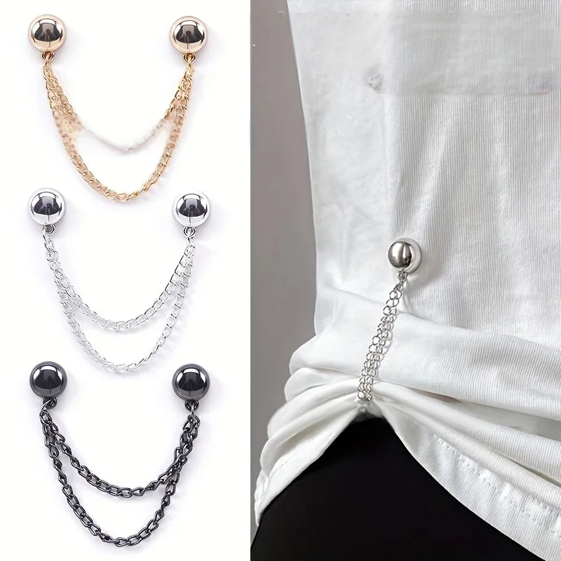 Magnetic Clothing Clips Adjustable Chain Spherical Trim – 4pc Set Clothing Clip Set Qme