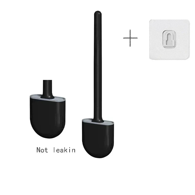 Wall Mounted Silicone Toilet Brush – Flexible Flat Head Silicone Toilet Brush Qme black