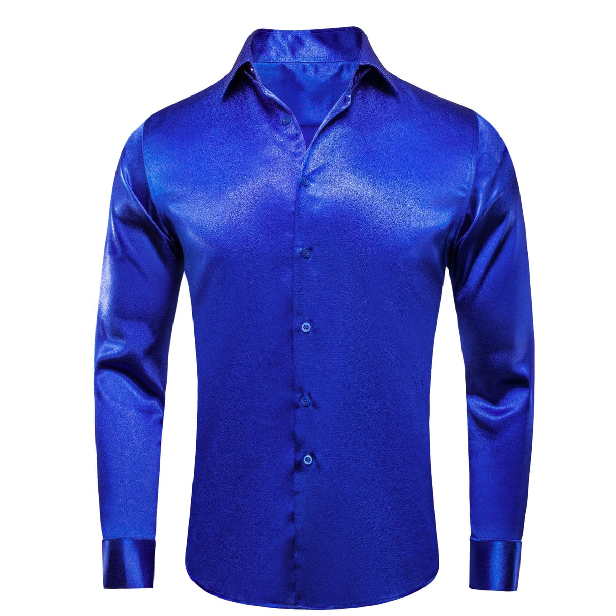 Hi-Tie Men's Satin Silk Dress Shirt – Long Sleeve Suit Shirt Men's Dress Shirt Qme CY-1509 S