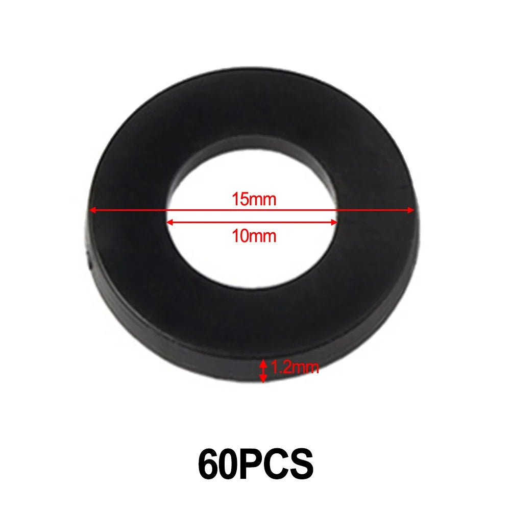 60pcs Plastic Washer Rings for Door Hinge & Kitchen Sink Fittings Hardware Washer Rings Qme B
