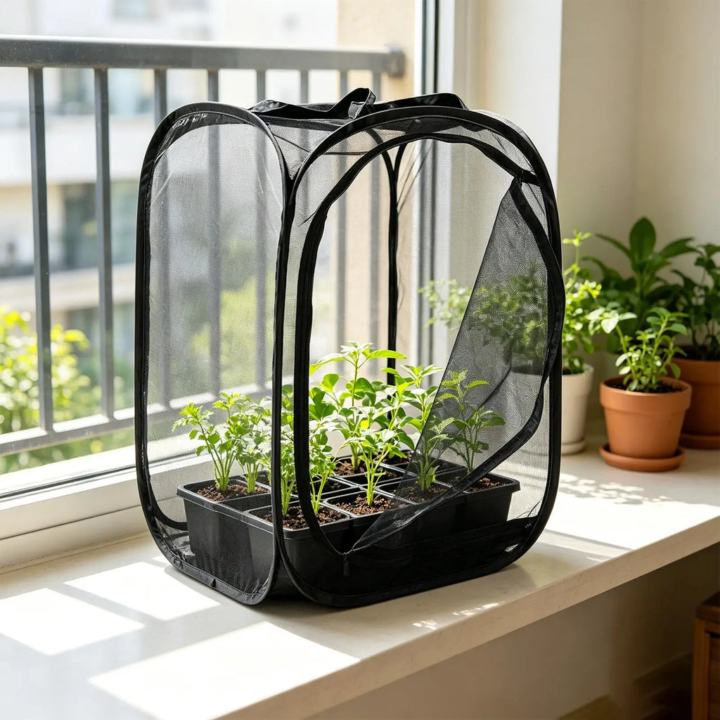 Foldable Butterfly & Ladybug Net Cage 16x16x24in Zipper Enclosure Insect Net Enclosure Qme