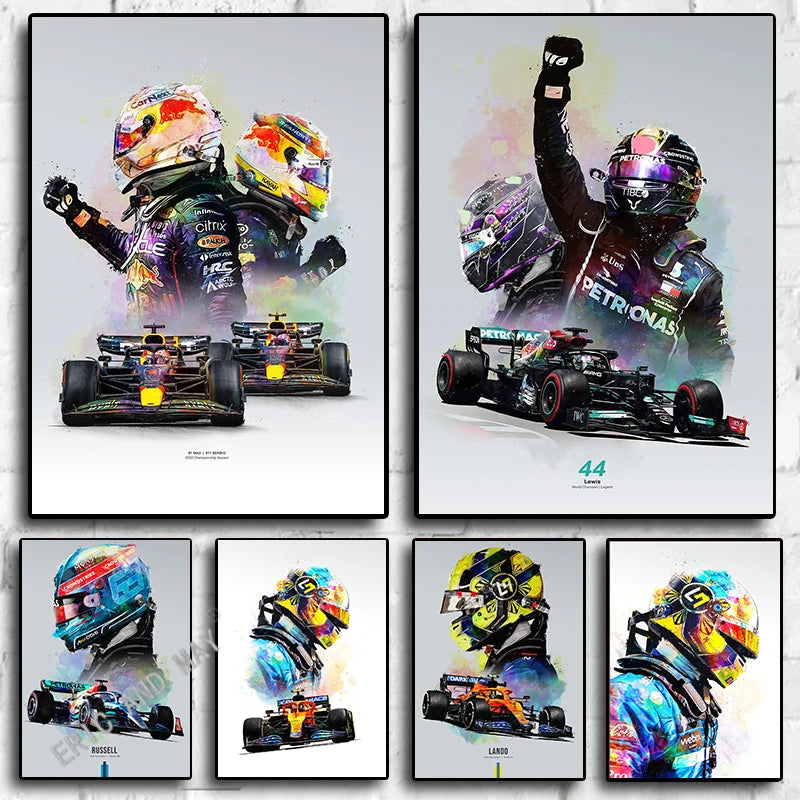 Watercolor F1 Racing Driver Helmet Canvas Print Wall Art Canvas Wall Art Qst