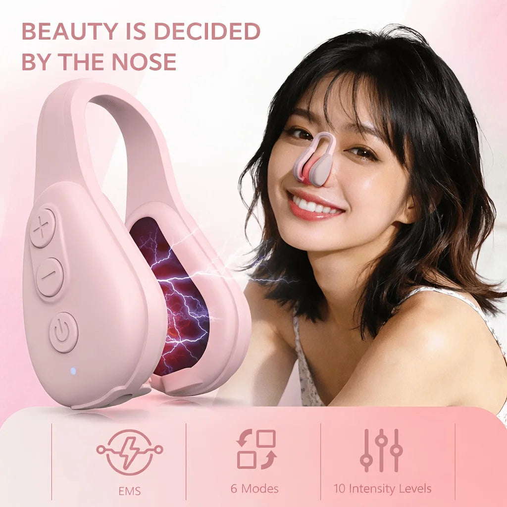 EMS Microcurrent Nose Shaper Clip – 6 Modes, 10 Levels Facial Beauty Device Qst